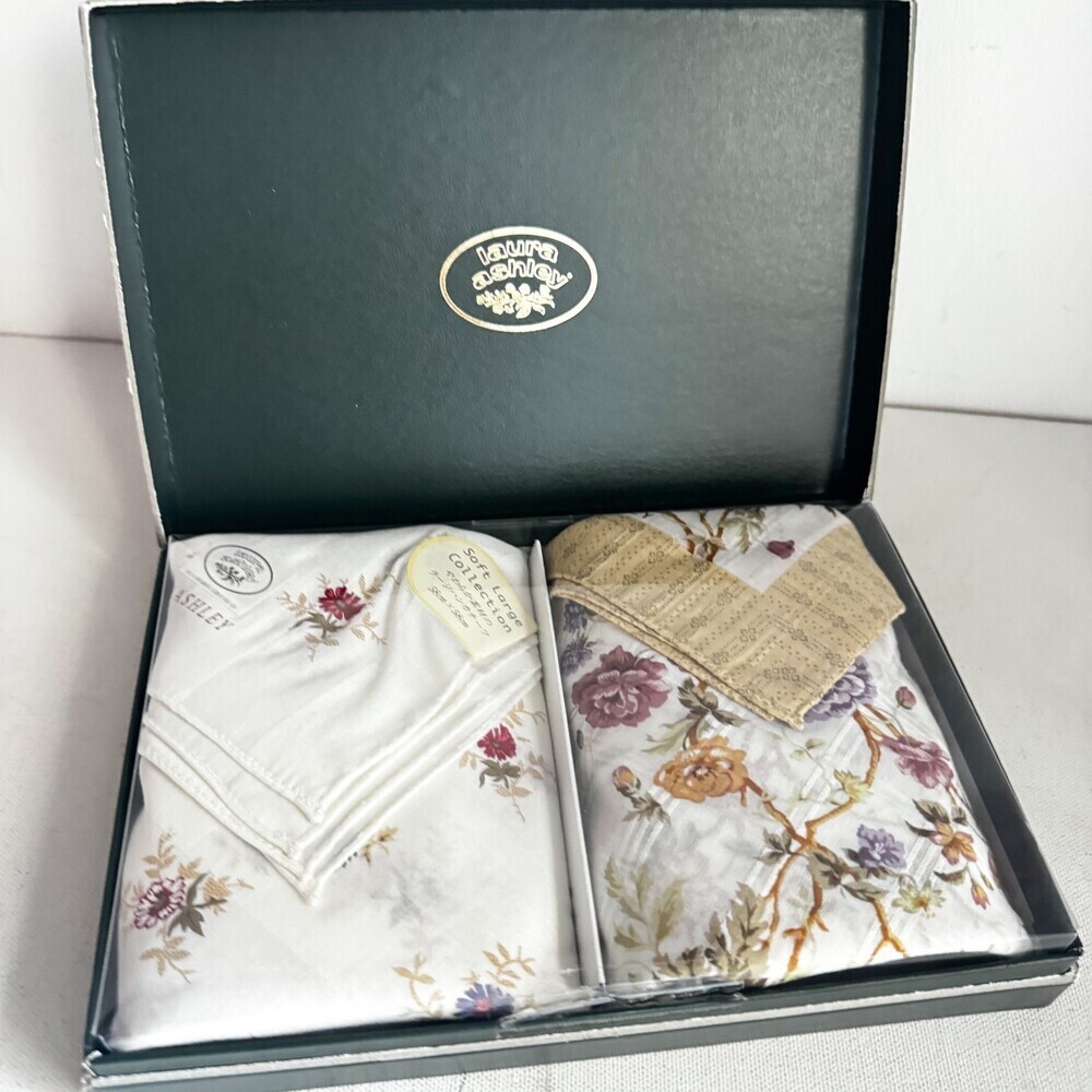 Laura Ashley Floral Handkerchief Set Asian Market in Gift Box